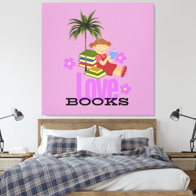 Stretched Canvas Print Love Books  (Insitu(Bedroom))