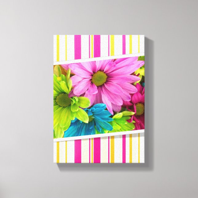 Stretched Canvas Print Mother's Day Floral Stripe (Front)