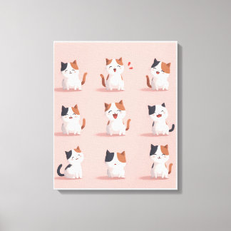 Stretched Canvas Print of a cat smiling happily