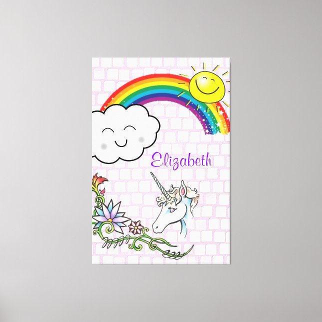 Stretched Canvas Print Rainbow Unicorn (Front)