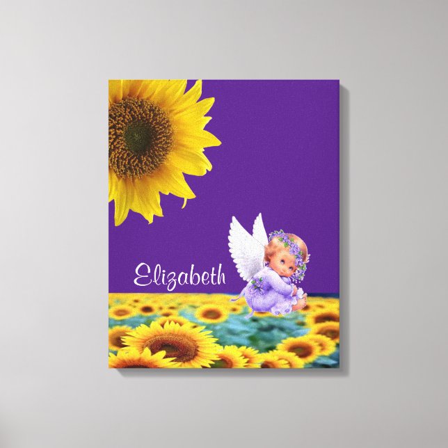 Stretched Canvas Print Sunflower Angel Purple (Front)