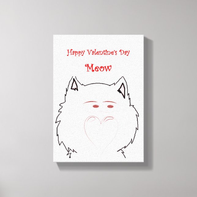 Stretched Canvas Print Valentine's Day Cat (Front)