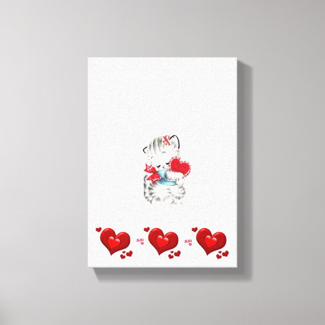 Stretched Canvas Print Valentine's Day Kitten (Front)
