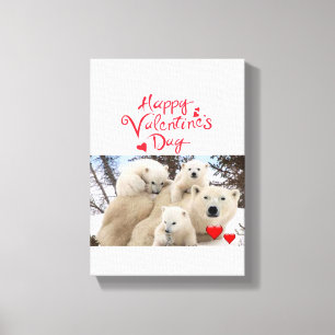 Stretched Canvas Print Valentine's Day Polar Bear