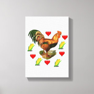 Stretched Canvas Print Valentine's Day Rooster