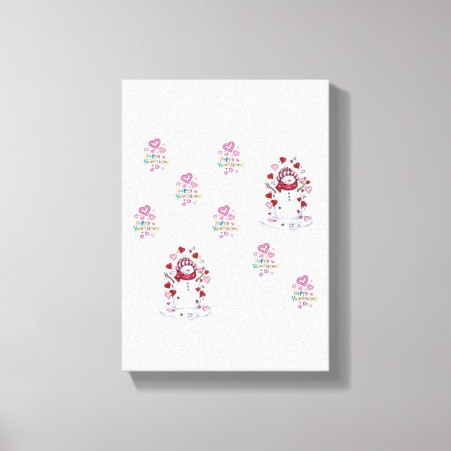 Stretched Canvas Print Valentine's Day Snowman (Front)