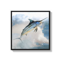 Stretched Canvas Print with Jumping Marlin