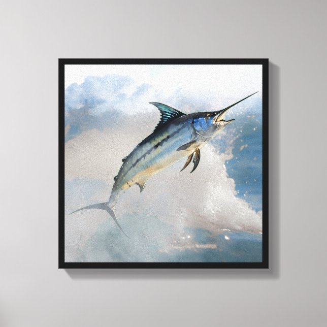 Stretched Canvas Print with Jumping Marlin (Front)