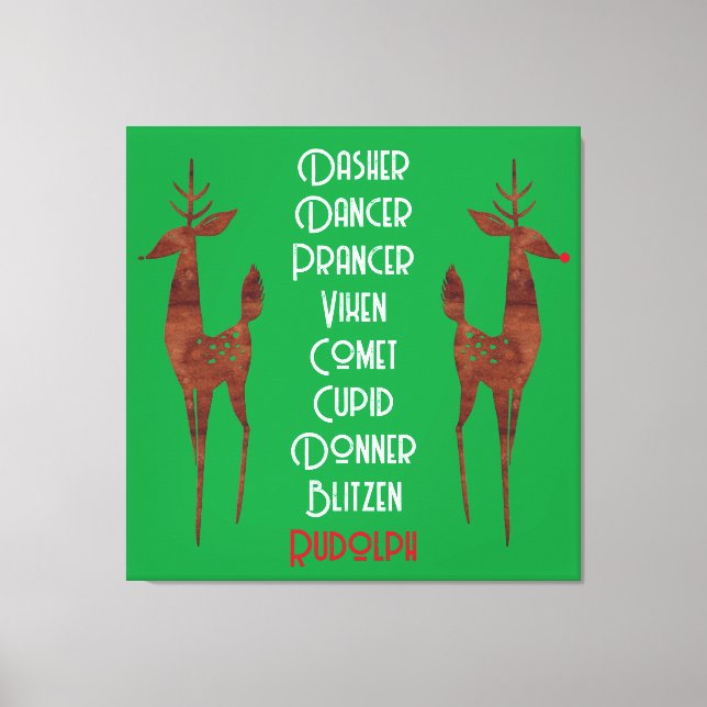 Stretched Canvas -  Santa's Reindeer -Rudolph  Print (Front)