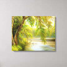 Stretched Canvas  with trees and Water.