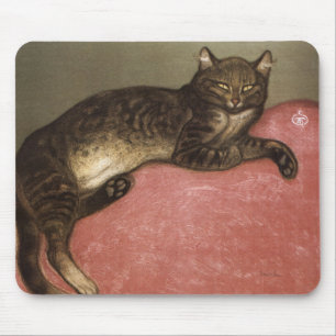 Stretched Cat on Sofa - by Theophile Steinlen Mouse Mat