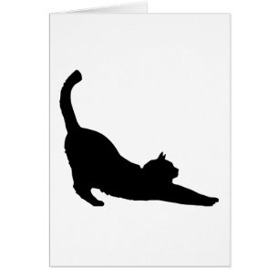 Stretching Black Cat Silhouette