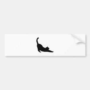 Stretching Black Cat Silhouette Bumper Sticker