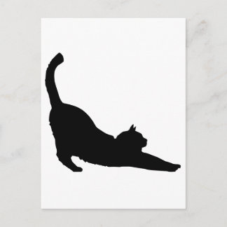 Stretching Black Cat Silhouette Postcard