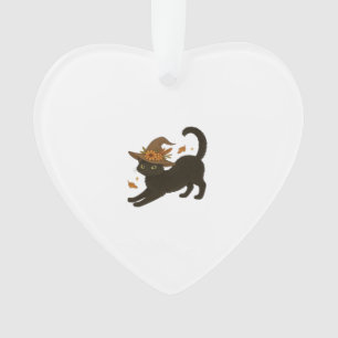Stretching Black Cat � Witchy Autumn Classic T-Shi Ornament