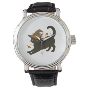 Stretching Black Cat – Witchy Autumn Classic T-Shi Watch