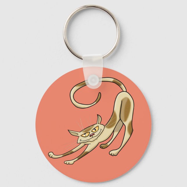 Stretching Cartoon Cat Key Ring (Front)