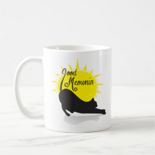stretching cat coffee mug