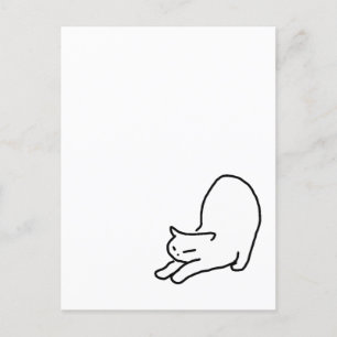 Stretching Cat Doodle on Blue  Postcard