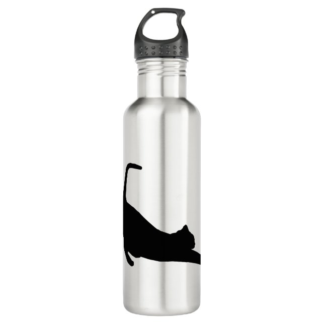 Stretching Cat Feline Animal Pet Silhouette 710 Ml Water Bottle (Front)