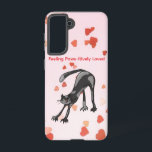 Stretching Cat Galaxy Case – Paws-itively Loved<br><div class="desc">Brighten your phone and your day with this Stretching Cat Galaxy Case – Paws-itively Loved! Featuring a playful gray cat stretching among red hearts on a soft pale pink background, this Samsung Galaxy case is perfect for cat lovers and gift-givers alike. Fits: Samsung Galaxy models Design: Cute gray cat stretching...</div>