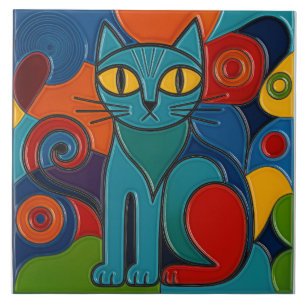 Stretching Cat Tile