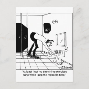 Stretching Exercises in a Restroom Postcard