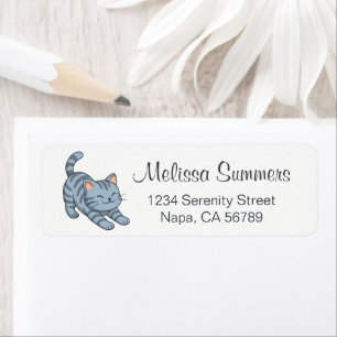 Stretching Grey Tabby Cat