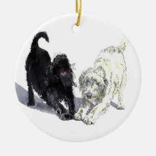 Stretching Labradoodles Ceramic Tree Decoration