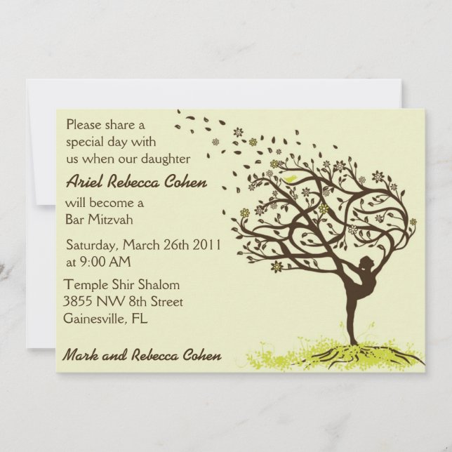 Stretching My Limbs Bar Mitzvah Invitation (Front)