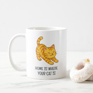 Stretching Orange Tabby Cat Custom Text Coffee Mug