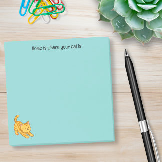 Stretching Orange Tabby Cat Green Custom Text Post-it Notes