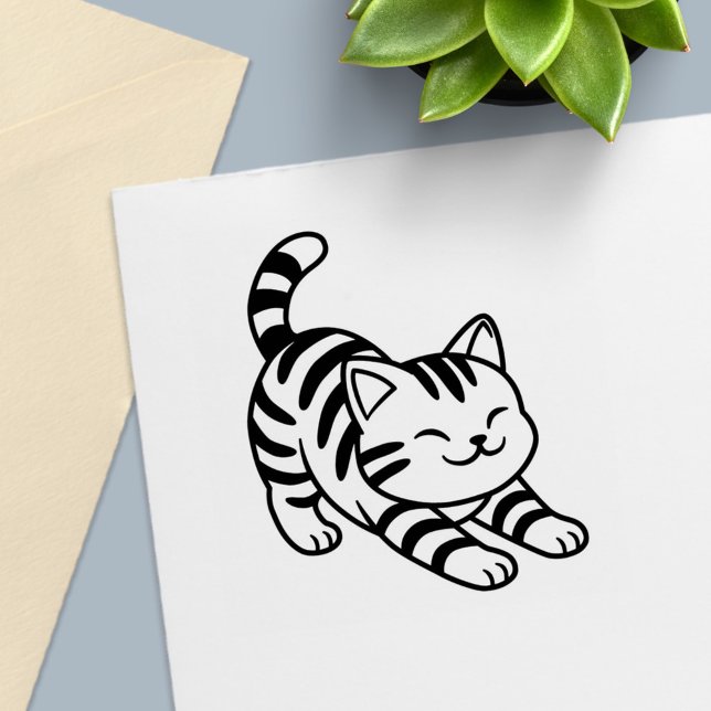Stretching Tabby Cat Self-inking Stamp (Creator Uploaded)