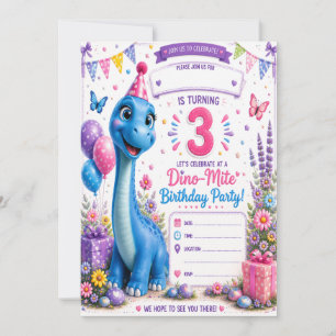 Stretch's Dino-Mite 3rd Birthday Invitation