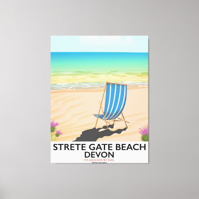 Strete Gate Beach Devon travel poster Canvas Print (Front)