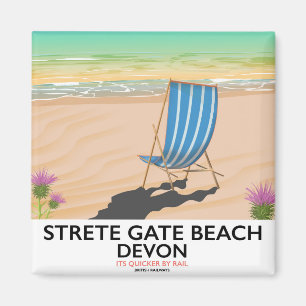 Strete Gate Beach Devon travel poster Magnet