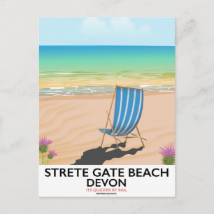 Strete Gate Beach Devon travel poster Postcard