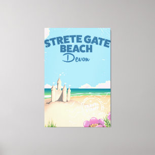 Strete Gate Beach Devon vintage travel poster Canvas Print