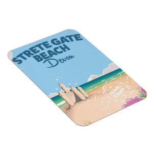 Strete Gate Beach Devon vintage travel poster Magnet