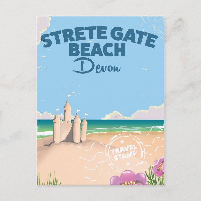Strete Gate Beach Devon vintage travel poster Postcard (Front)