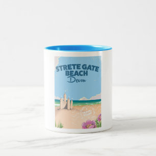 Strete Gate Beach Devon vintage travel poster Two-Tone Coffee Mug