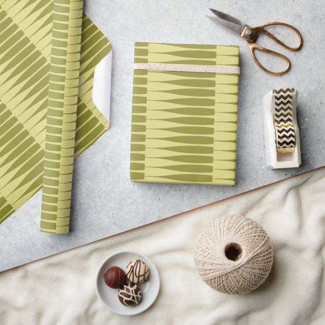 Striation Avocado Green Stripe Wrapping Paper (Crafts)