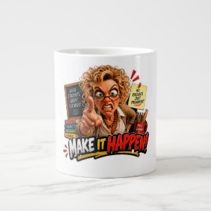 Strict Teacher Make It Happen Sticker Large Coffee Mug