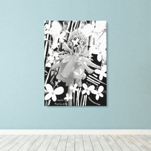 Strictly Black & White Glass Wonder Flower Canvas Print