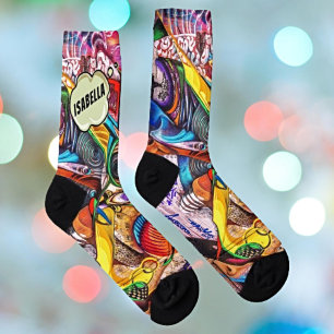Stride in Style: Personalised Urban Graffiti Crew  Socks