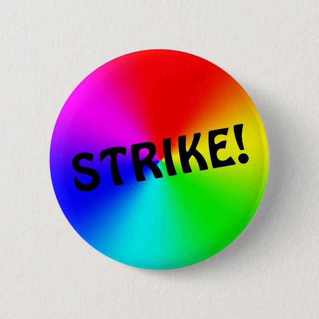 STRIKE! 6 CM ROUND BADGE (Front)