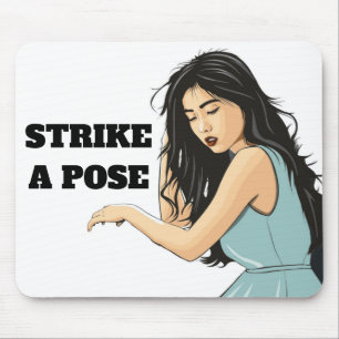"STRIKE A POSE" ASIAN LADY MOUSE MAT