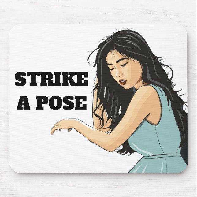"STRIKE A POSE" ASIAN LADY MOUSE MAT (Front)