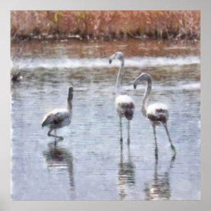 Strike A Pose Flamingo Watercolor Poster