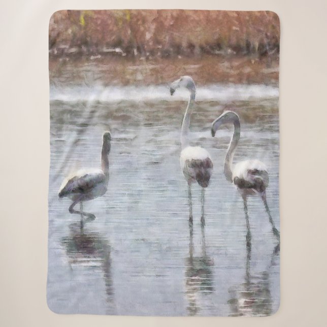 Strike A Pose Flamingo Watercolor Sherpa Blanket (Front)